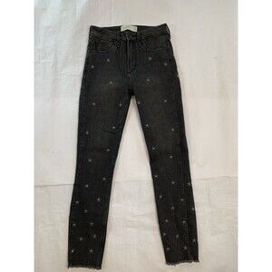 🌻2 for $20🌻 Abercrombie Fitch Jeans Womens 24 Black Boho High Rise Ankle Raw Hem